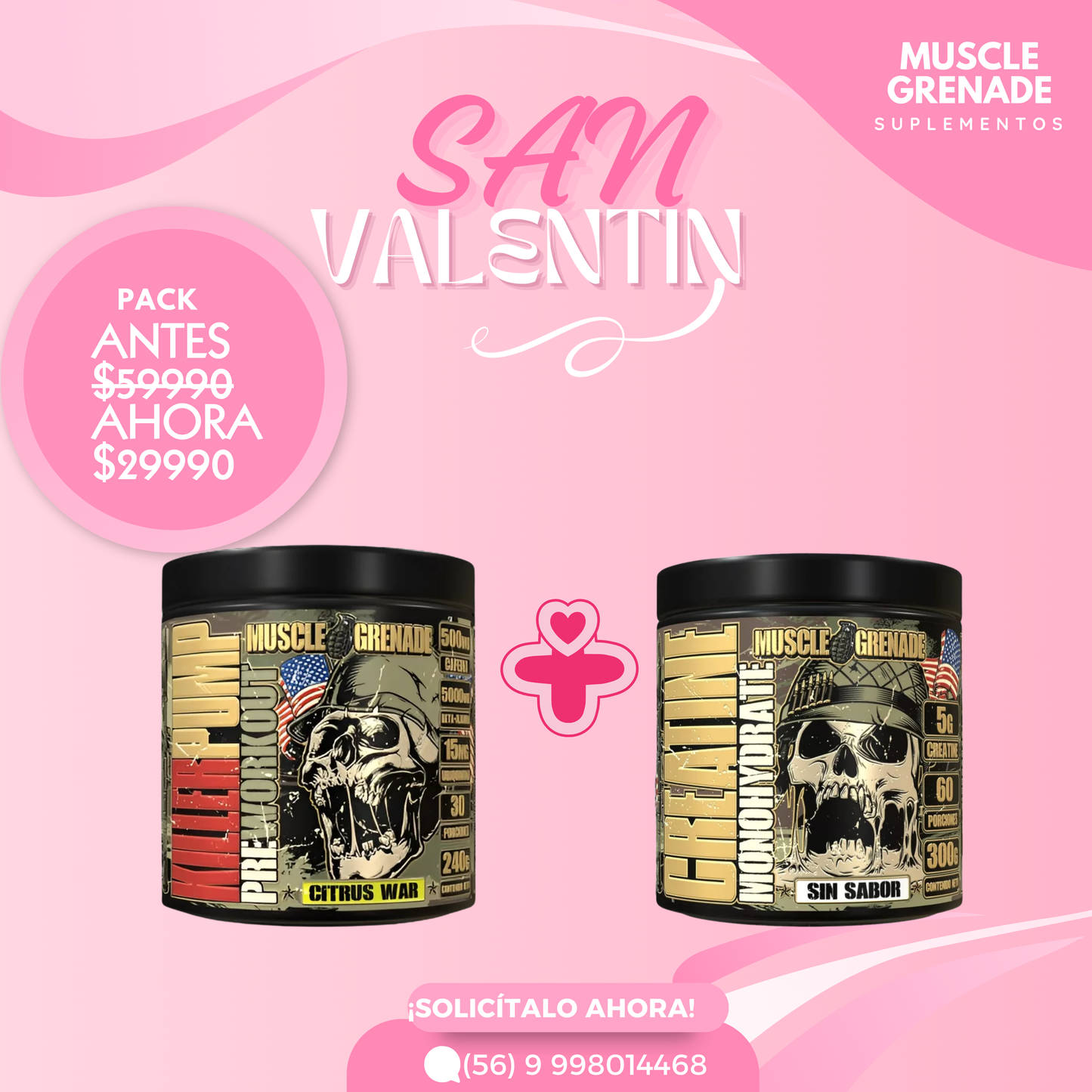 PACK SAN VALENTIN KILLER PUMP + CREATINA 300 Gramos