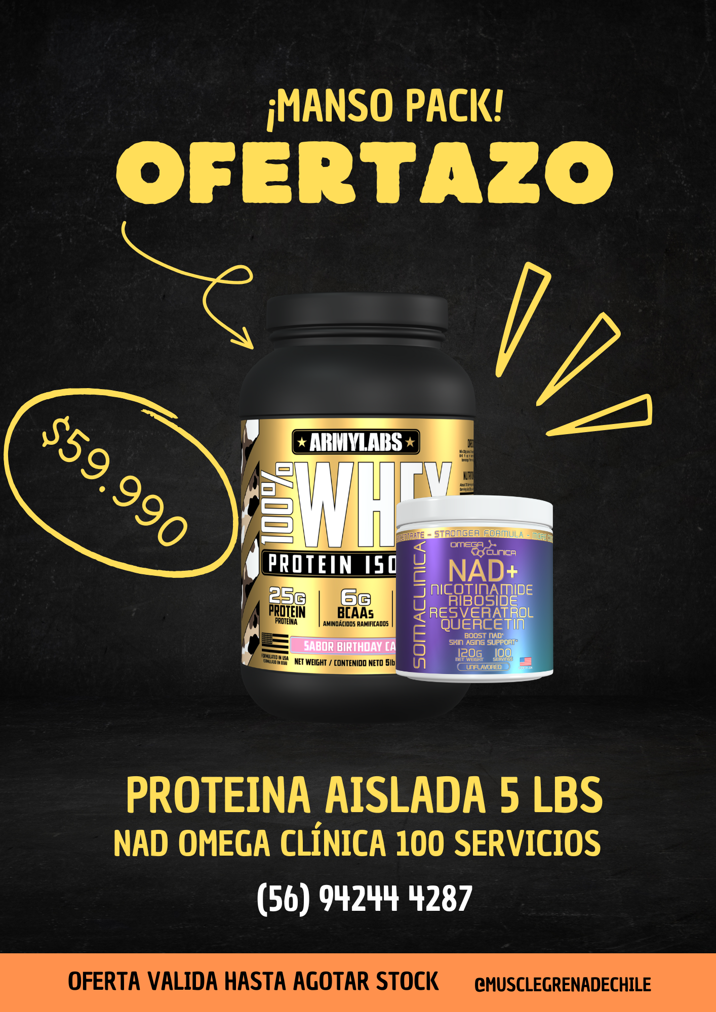 Oferta Proteina Army Labs + NAD+ Omega Clinica