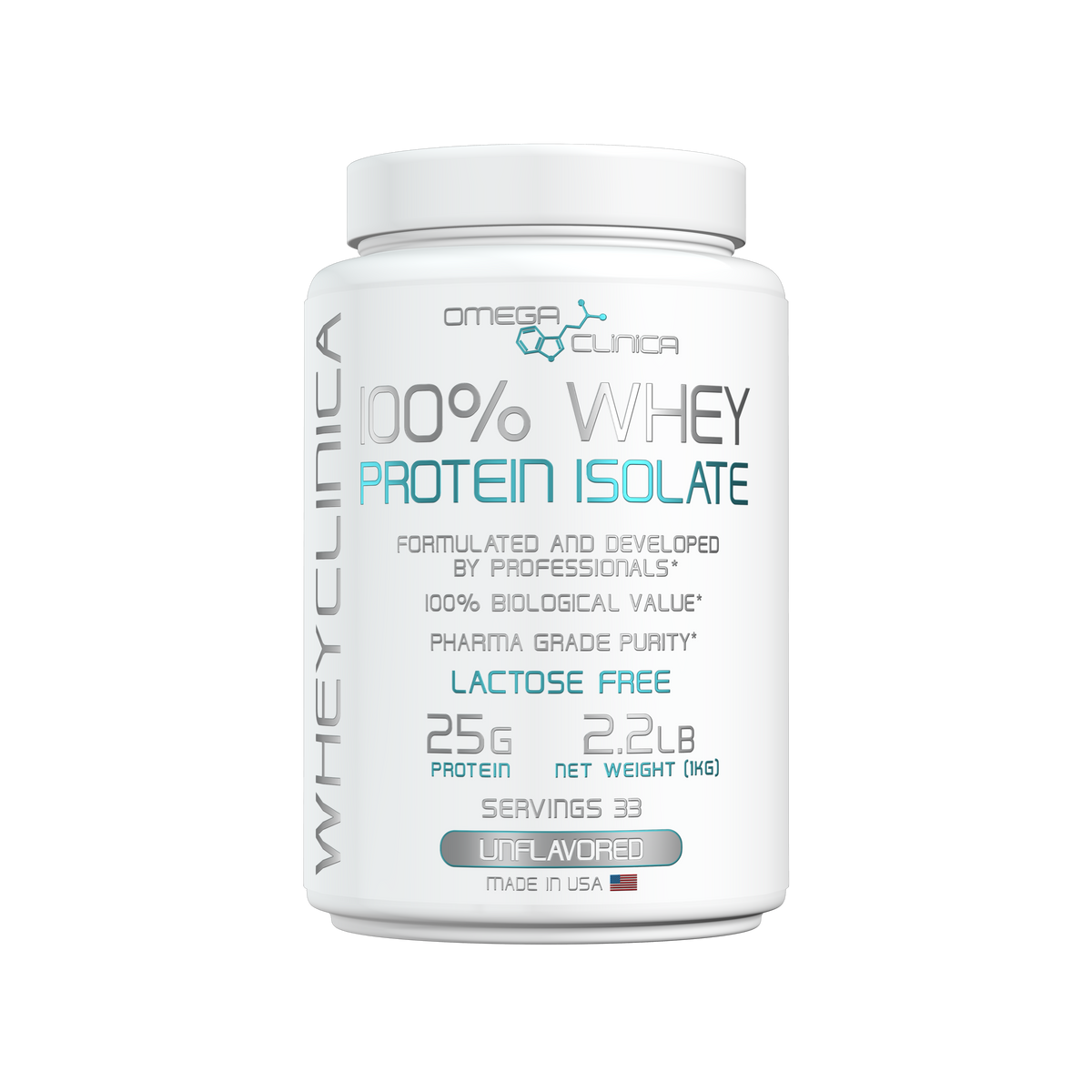 Whey Protein 100% Isolate Omega Clinica Premium Sin Sabor